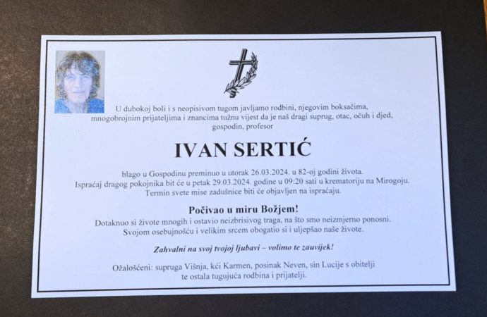IN MEMORIAM IVAN SERTIĆ (1942.-2024.) Preminuo dugogodišnji zagrebački boksački trener Ivan Sertić koji je odgojio generacije boksača i kojeg su svi zvali ‘Profesor’